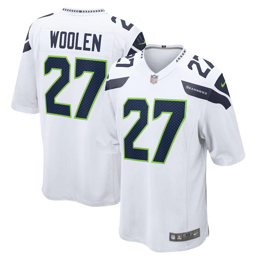 Men Seattle Seahawks #27 Tariq Woolen Nike White Game Player NFL Jersey